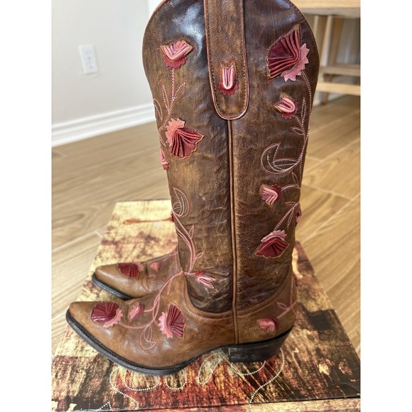 Old Gringo Abby Rose Floral Leather Embroidered Cowboy Boots 6 Western Rodeo - Picture 4 of 16